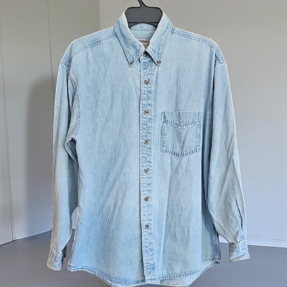 Vintage High Sierra Classic Denim Blue Men's Shirt Denim button down 100% cotton